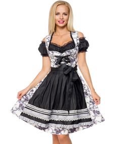 Lyxig Oktoberfest-Dirndl Blomstermönstrad Fin Korsettklänning med Förkläde