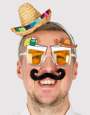 Kostymesett - Tequilabriller med Hatt og Bart