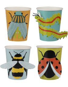 8 stk Kopper med 3D Insekt Motiver 250 ml - Bug Party