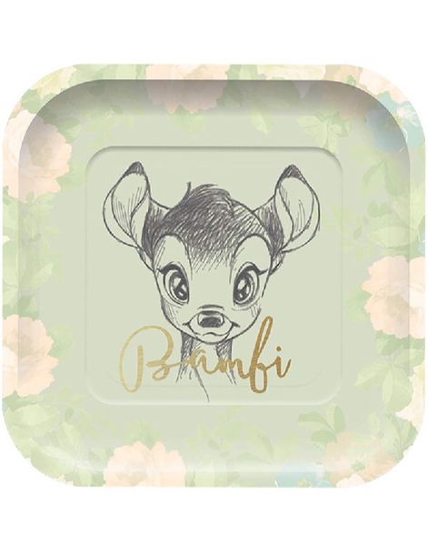 4 stk Fyrkantiga Papptallrikar 24 cm - Bambi