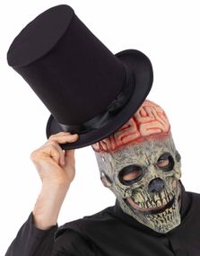 Heldekkende Latex Skelett/Zombiemask med Exponerad Hjärna och Rörlig Käke