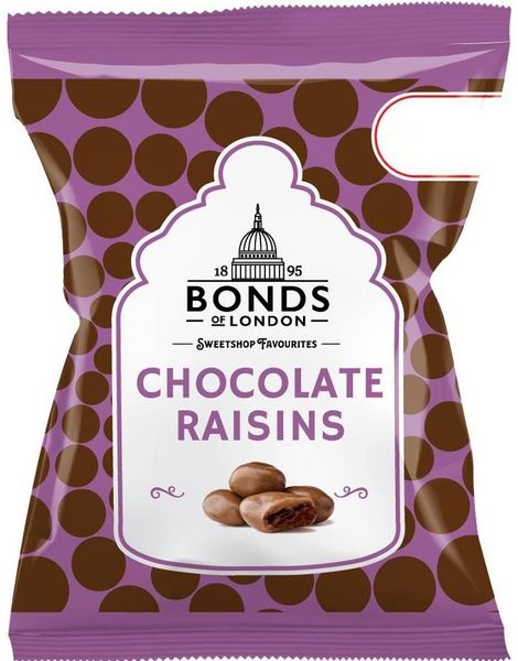 ÄT SNART PRODUKT - Chokladrosiner - Bonds of London 50 gram (UK)