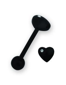 Heart With Stone Black - Tungpiercing