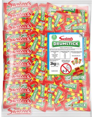 3 kg Swizzels Drumstick Lollies - STOR Påse Med Sötsaker ca 250 stk