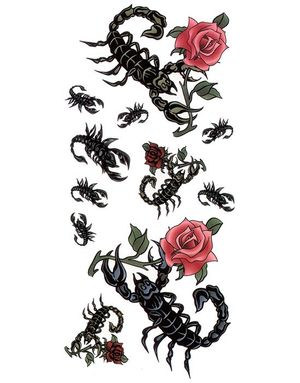 Scorpion Roses - 11 stk Tatoveringer (Fake Tattoo)
