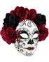 Dia de los Muertos - Maske med Svarte og Burgunder Roser