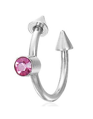 Ögonbrynspiercing med Spike Kulor & Rosa Sten - 1,2 x 10 mm