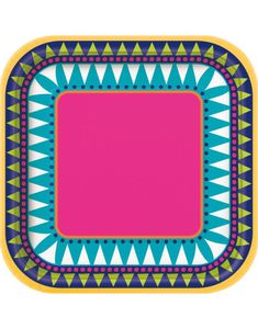 10 stk Firkantede Tallerkener med Bohemsk/Meksikansk Tema 18 cm - Boho Fiesta