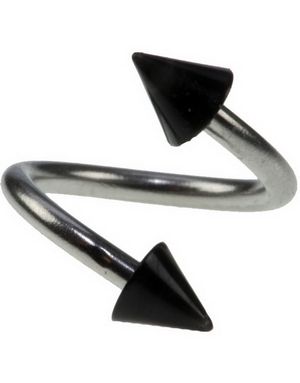 Curve Ögonbrynspiercing med Svarta Spikes - 1.2 x 8 mm