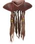Brun Tricorn Pirathatt med Dreads och Pärlor