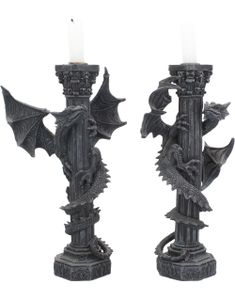 Guardians of the Light - 2 stk Drake Ljusstakar 28 cm