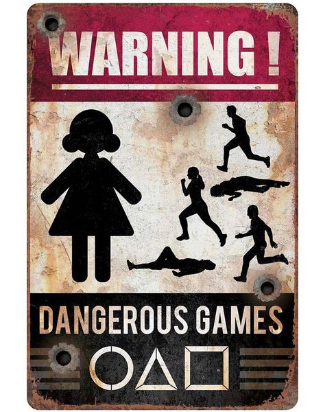 Warning! Dangerous Games - Squid Game Inspirert Plakat/Skilt