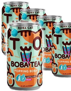 24 st Boba Cat Cantaloupe Pear - Popping Bubble/Boba Tea - Helt Brett 24x320 ml (Taiwan)