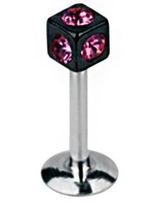 Tuff Labret med Fyrkantig Svart Kula med Rosa Stenar