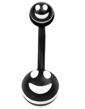 Svart og Hvit Navelpiercing med Smiley