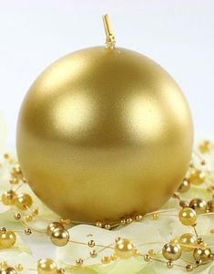 6 stk Metalliskt Guldfärgade Kulformade Stearinljus 8 cm