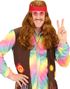 Brun Hippieperuk för Man med Pannband och Mustasch
