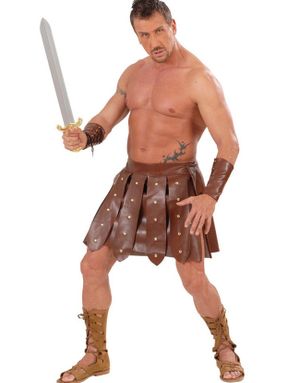 Gladiatorset med Skinnimiterande Kjol och Cuffs