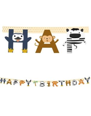 Happy Birthday Dyrevenn Banner i Papir - 2 meter