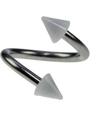 Curve Ögonbrynspiercing med Vita Spikes - 1.2 x 8 mm