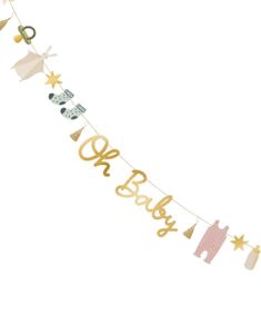 2,5 Meter Babyshower Banner med Tekst og Forskjellige Figurer - Oh Baby