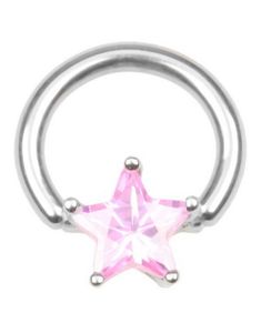 BCR Piercing med Stjärnformad Rosa Sten