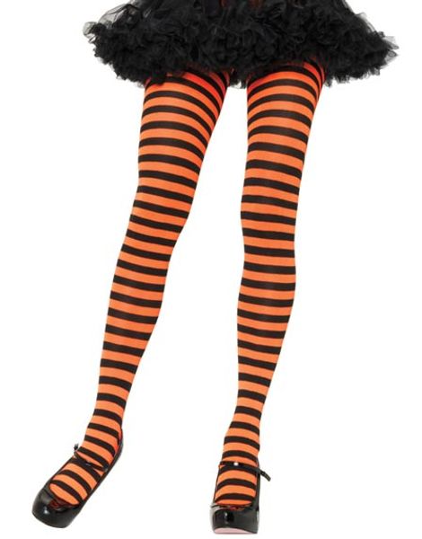 Randig Svart och Orange Strumpbyxa