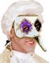 Vit Venetiansk Zanni Mask med Lila öga och Lång Näsa
