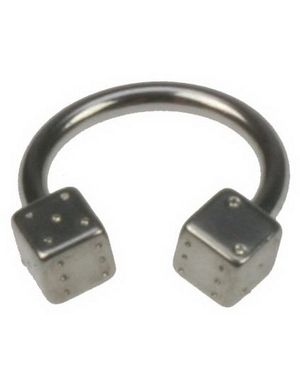 Rund Ögonbrynspiercing med Tärningar - 1,2 x 8 mm
