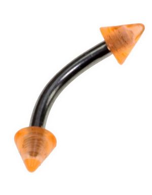 Banan Ögonbrynspiercing med Orange Spike Kulor - 1.2 x 8 mm