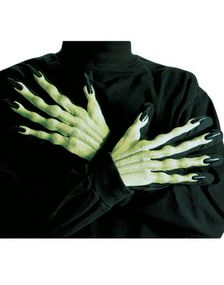 Svarta Handskar med Gröna 3D-häxhänder 