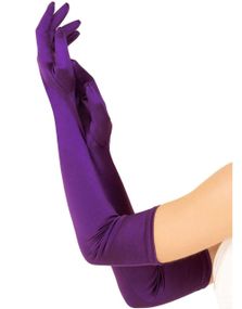 Ekstra Lange Satenghansker – Lilla