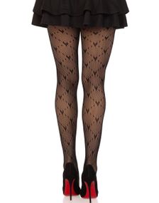 Hjerte mønstret nettingsstrømpebukse – svart