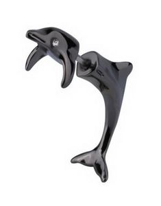 Fejkpiercing med 3D-formad Delfin - Svart
