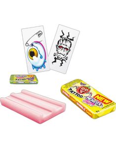 1 st Monster Gum Tattoo - Tutti Frutti Tuggummi med Temporär Tatuering