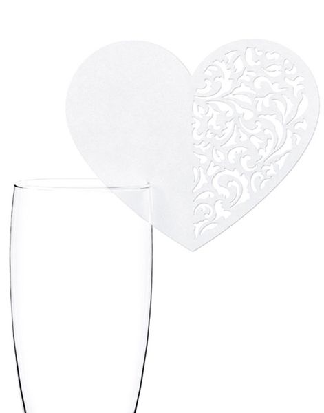 10 stk Hjärtformade Bordskort til Glas