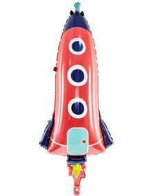 Röd rymdskeppsfolieballong 44x115 cm