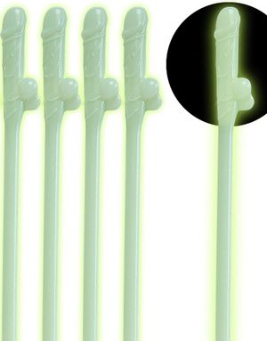 6 stk Återanvändbara Penis Glow in the Dark Sugrör