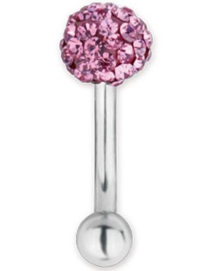 Glitter Ball Rosa - 1.2 x 8 mm Ögonbrynspiercing