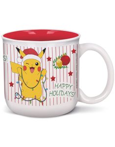 "Happy Holidays!" Krus med Motiv av Pikachu og Julemotiver