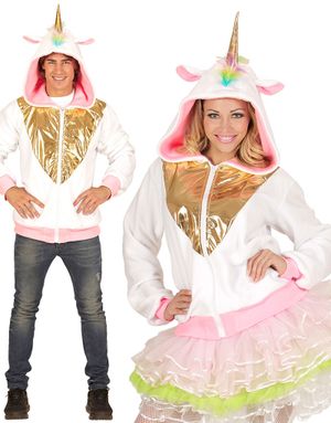 Vit Enhörningströja med Hätta och Horn