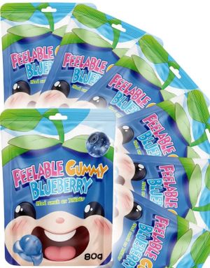 ÄT SNART PRODUKT - 24 st Syrico Peelable Gummy Blueberry - Skalbärbara Små Geléblåbär - Hel Låda 1,92 kg