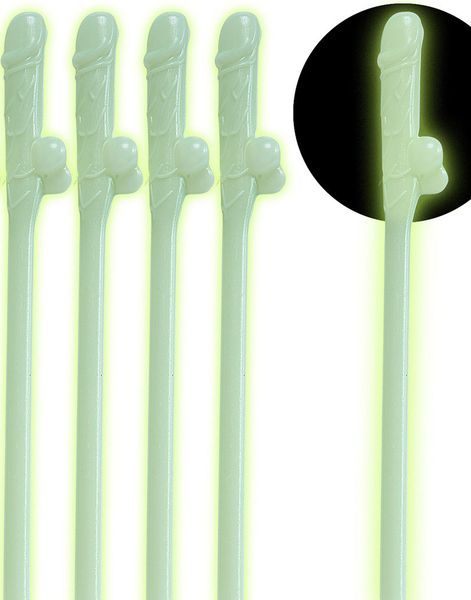 6 stk Återanvändbara Penis Glow in the Dark Sugrör