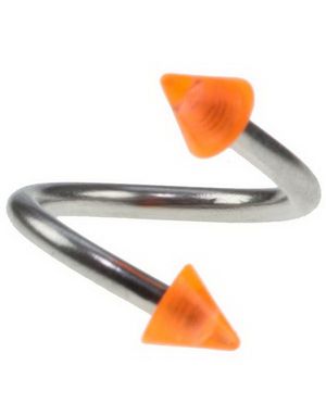 Curve Ögonbrynspiercing med Orange Spikes - 1.2 x 8 mm
