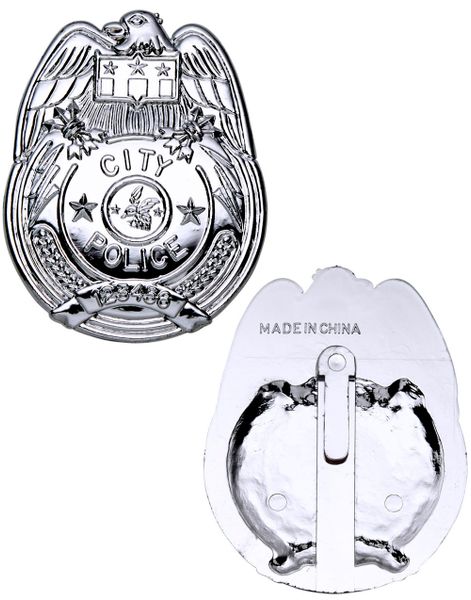 Silverfärgad Polisskylt - Maskeradtillbehör