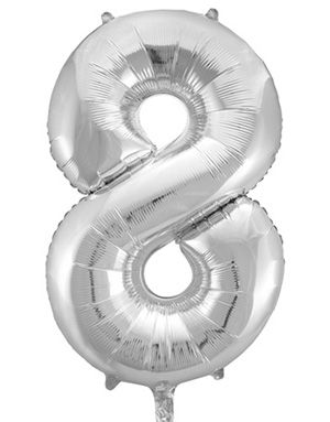 Talet 8 - Silverfärgad JUMBO Folieballong 86 cm