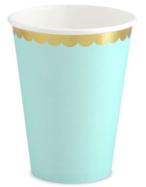 6 stk. Mintfarget Pappkrus med Gullkant 220 ml