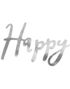 Iriserende Sølv Happy Birthday Banner 16,5x62 cm