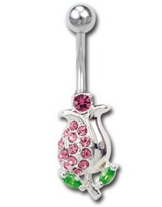 Navelpiercing med Ros - Rosa