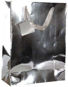 Sølvfarget Metallisk Gavepose - 26x12x30 cm